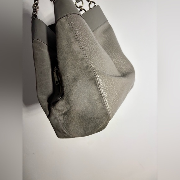Coach Lexy Grey Suede Leather Shoulder Bag - Picture 5 of 14